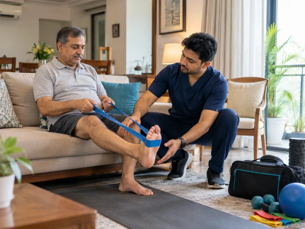 Home physiotherapy leg exercise