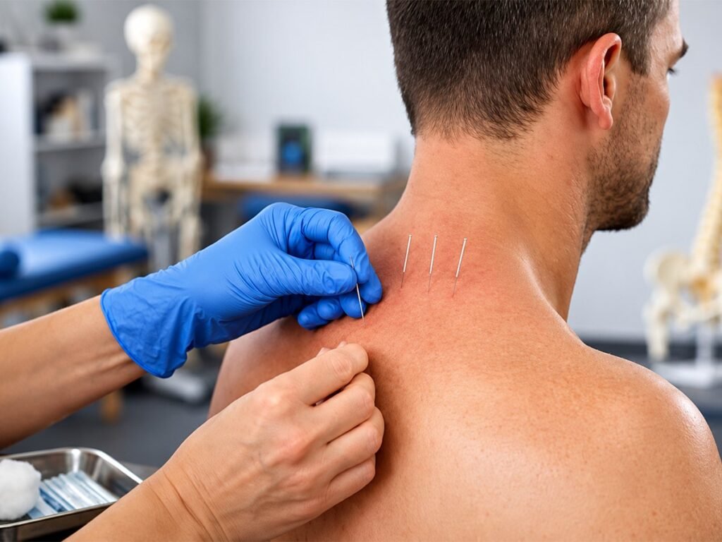 Dry needling of the neck and shoulder